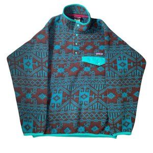 Patagonia Synchilla vintage men’s size XS tribal design turquoise brown pullover